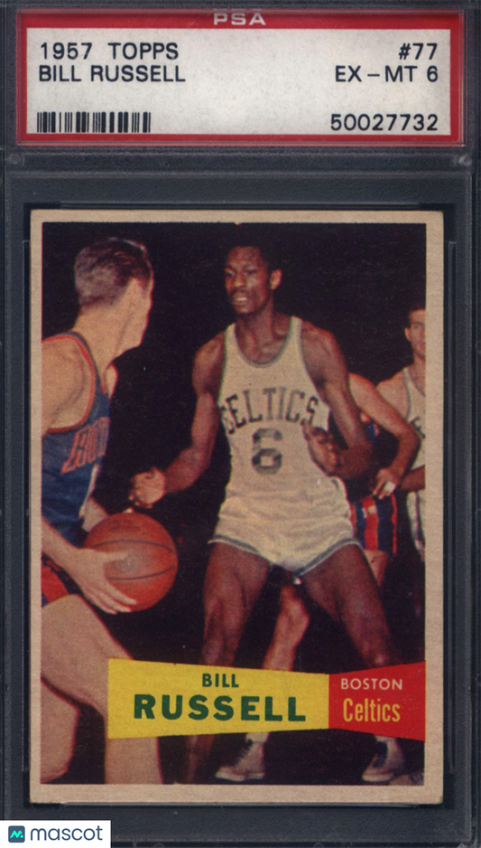 1957 Topps #77 Bill Russell Rookie HOF Celtics PSA 6