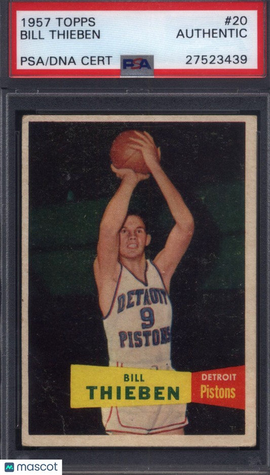 1957 Topps #20 Bill Thieben Signed Auto On Back Pistons PSA/DNA Authentic