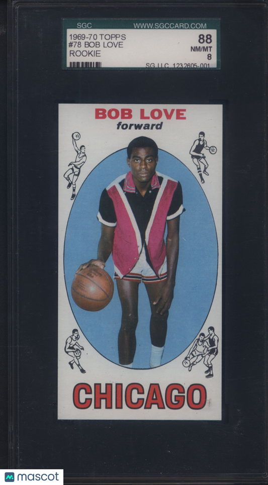 1969 Topps #78 Bob Love Rookie Bulls SGC 8