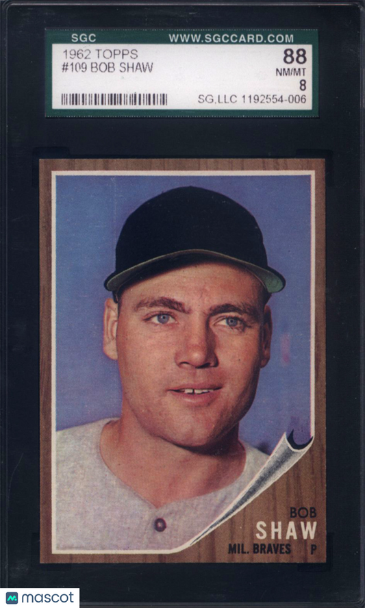 1962 Topps #109 Bob Shaw Braves SGC 8